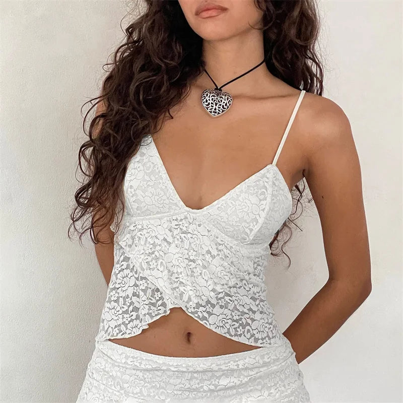 Radiant Asymmetrical Lace Camisole