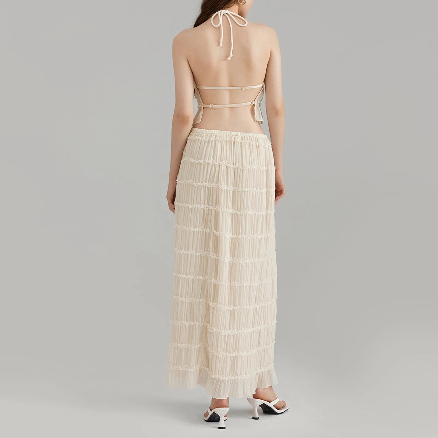 Summer Set Maxi Long Skirt and Backless Top