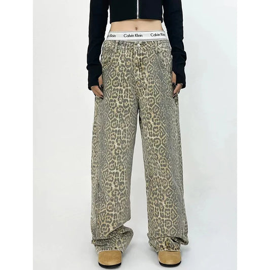 Washed Leopard Print Pants