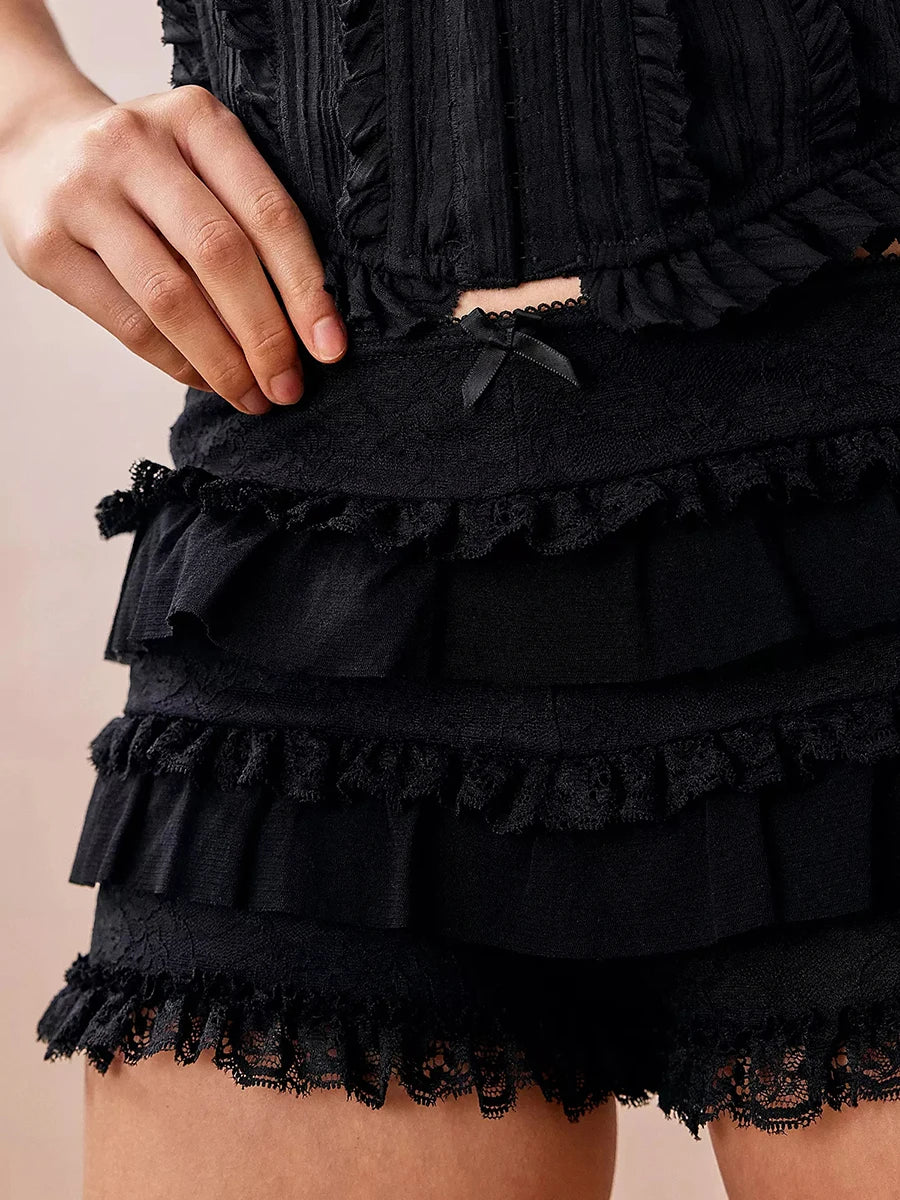 Free Ruffle Layered Lace Shorts