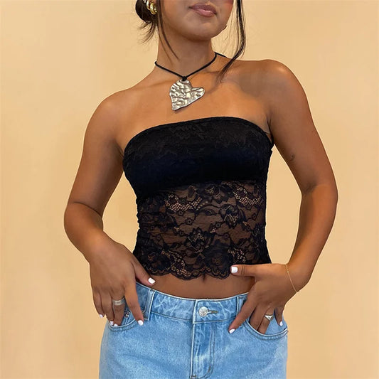 Elegant Lace Tube Top