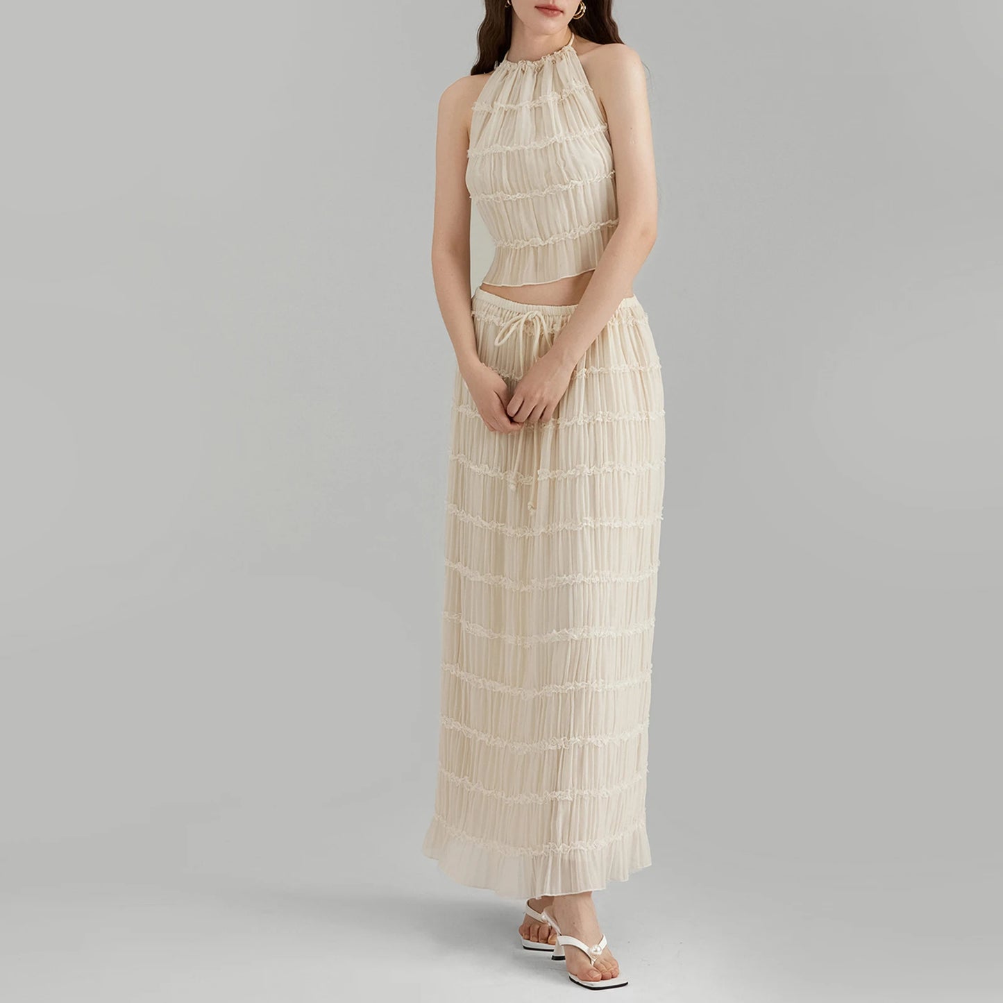 Summer Set Maxi Long Skirt and Backless Top