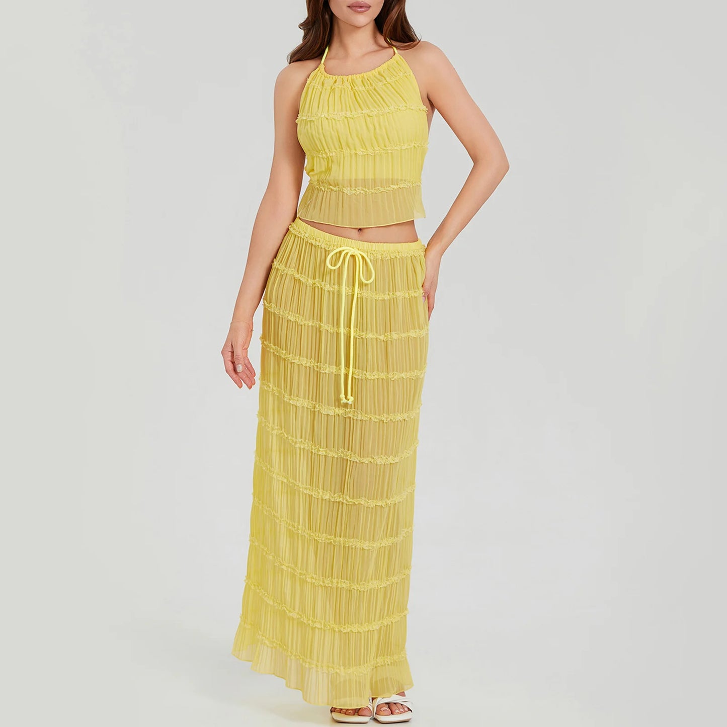 Summer Set Maxi Long Skirt and Backless Top